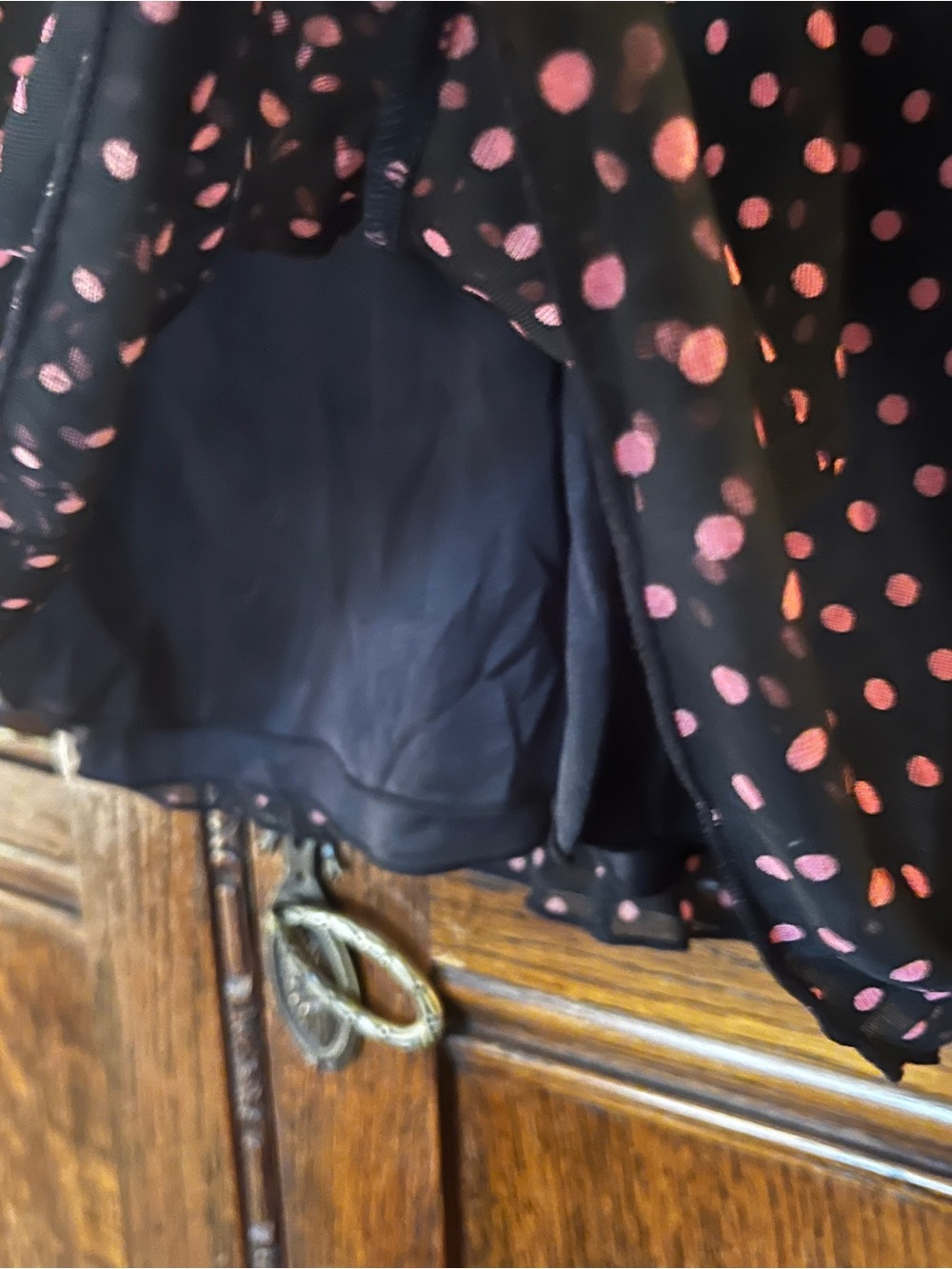 Y2K NWT Express Black & Pink Polka Dot A-Line Skirt - Picture 5 of 8